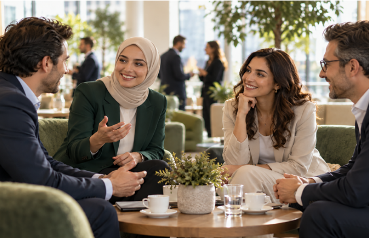 4 kişi oturup sohbet ediyor