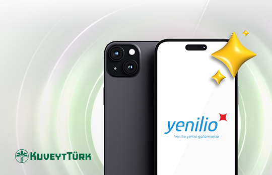 akıllı cep telefonu ve ekranda Yenilio logosu köşesinde yıldız şeklinde yenilenmiş simgeleri