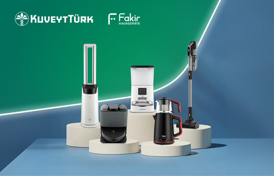 mavi zemin üzerinde Fakir marka elektronik aletler