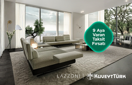 modern bir dairede Lazzoni mobilyaları ile kurulmuş oturma odası