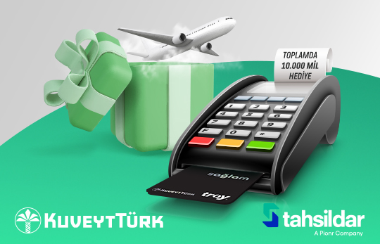 hediye kutusundan çıkan uçak ikonu ve pos cihazı