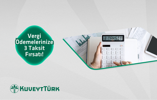 belgeler üzerinde hesap makinesi ve üzerinde 3 taksit yazısı