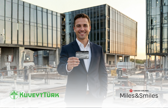 a man who is holding a kuveyttürk credit card 