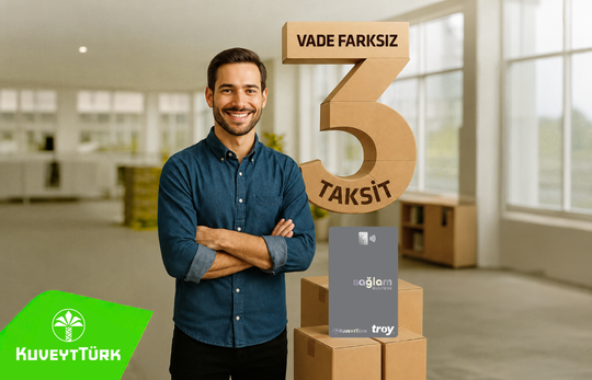vade farksız 3 taksit yazısı ve gülümseyen e ticaret uzmanı