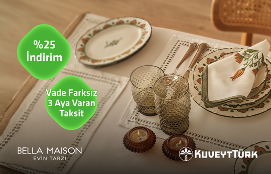 bella maison ürünleri ile kurulmuş yemek masası