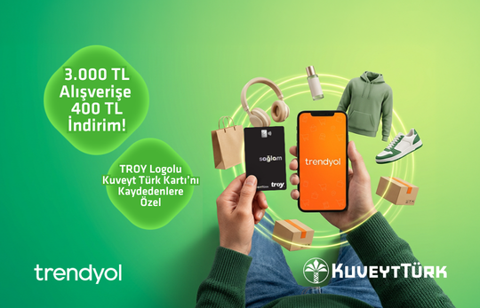 troy logolu kart ile trendyoldan alışveriş yapılan telefon ekranı