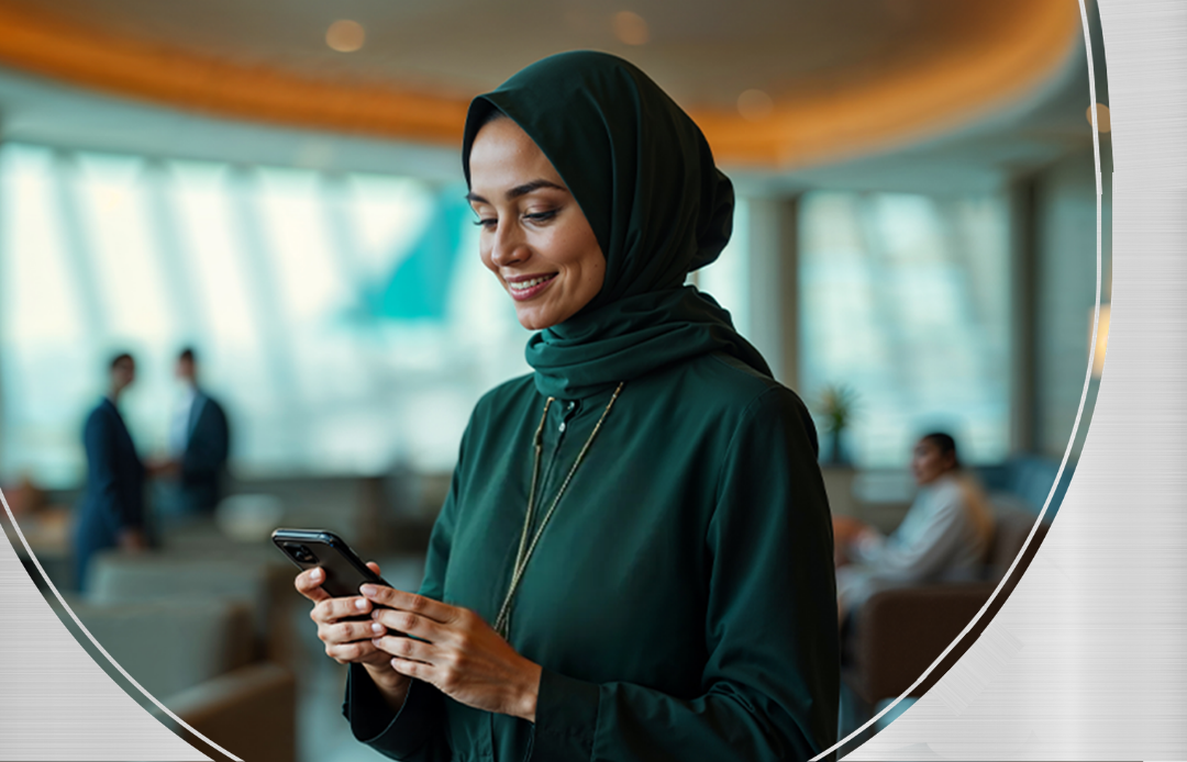 yurtdışında telefondan internete bağlanan kadın müşteri