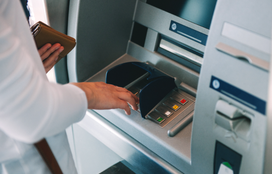 a customer who makes transactions safely at an ATM