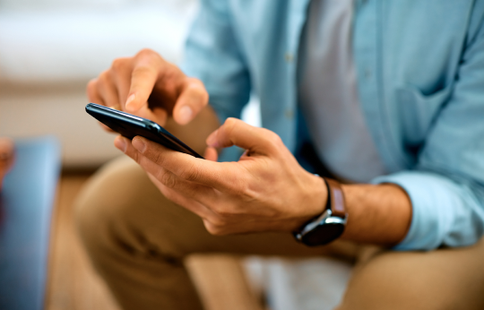 A person using a smartphone