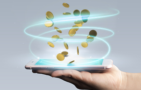 coins in the cellphone screen