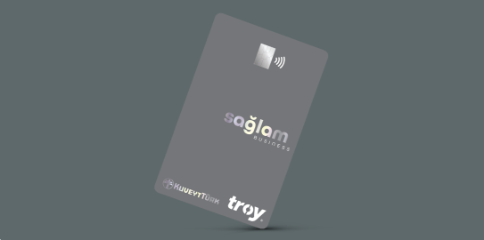 Sağlam Business Card on grey background