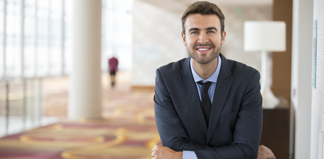 a man in the hotel lobby