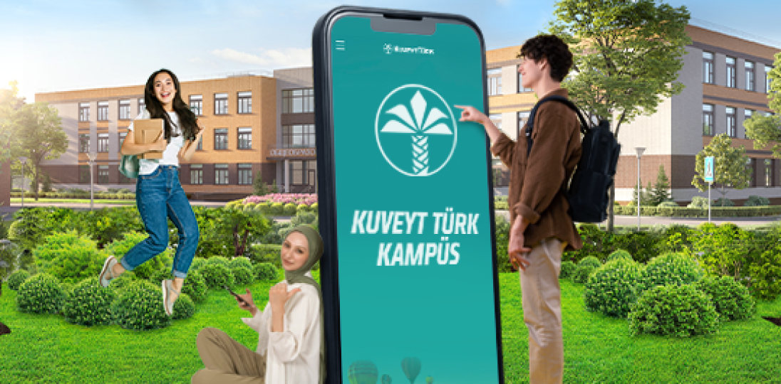 student clicking on the Kuveyt Turk campus page on phone screen