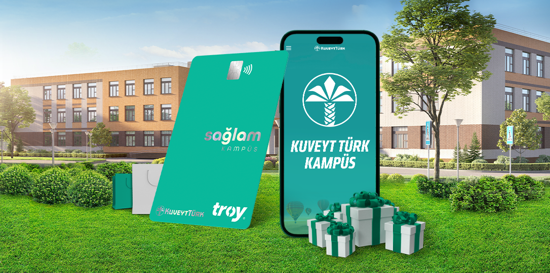 kuveyt turk mobile application on phone screen and sağlam card