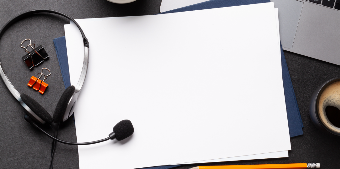 a call center support desk that works with headphones