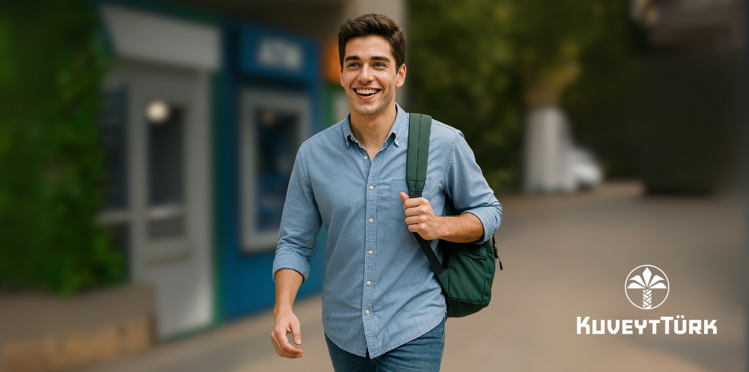 a smiling student carrying a backpack