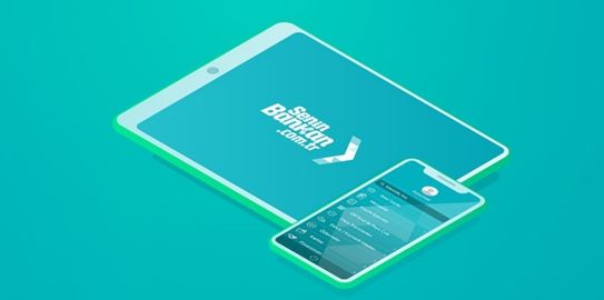 Tablet ve telefonda mobil bankacılık uygulaması ekranı
